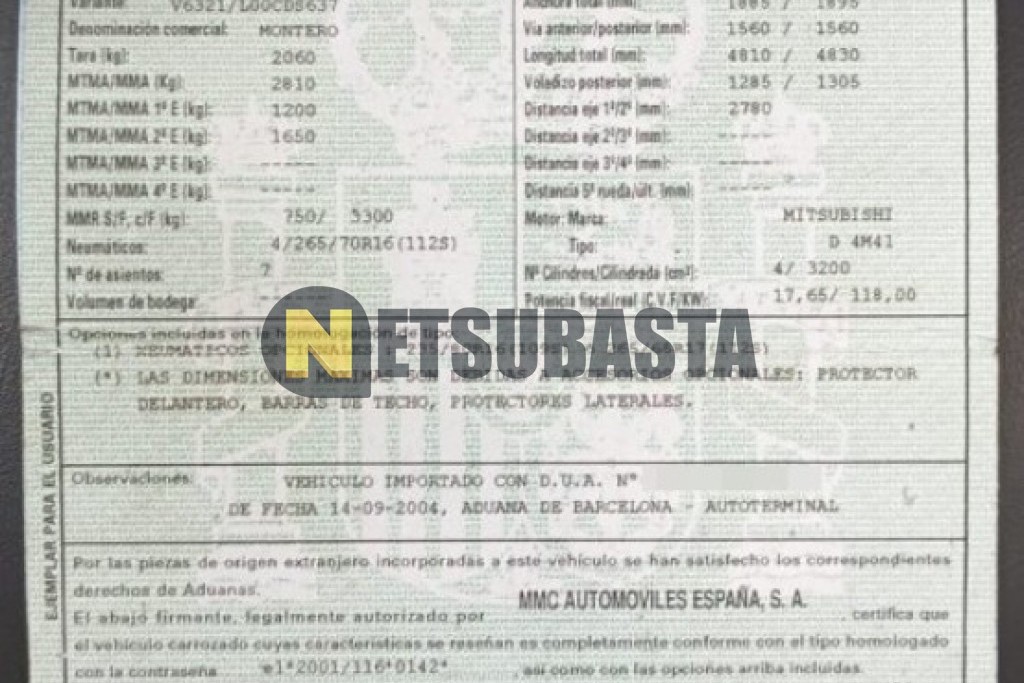 Mitsubishi Montero 3.2 DI-D 2005