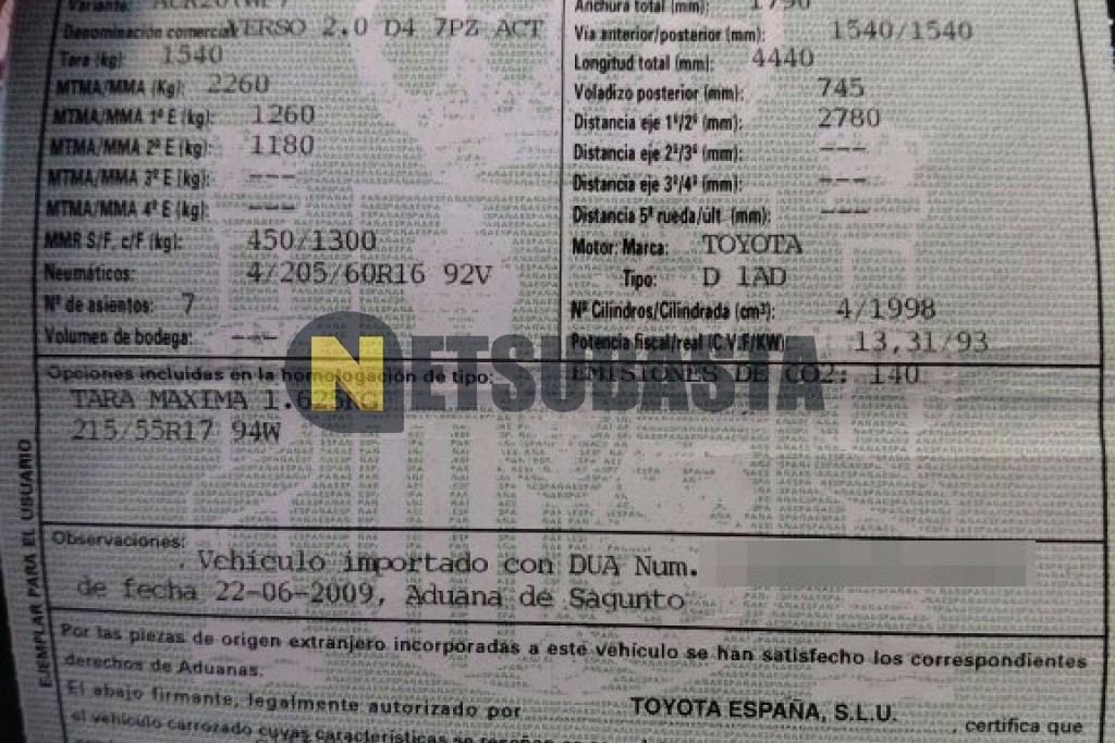 Toyota Verso 2.0 D-4D 2009