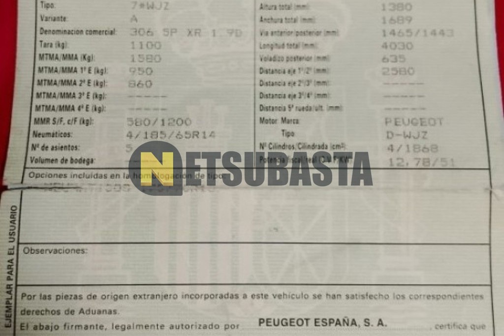Peugeot 306 1.9 D 1999