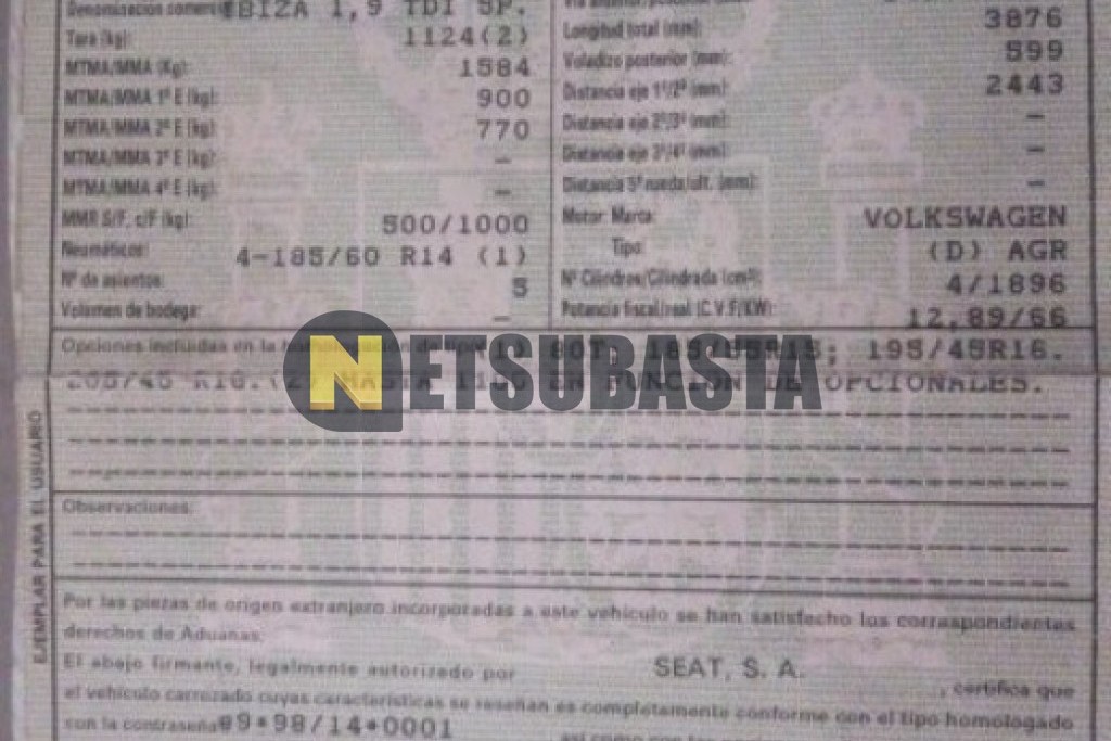 Seat Ibiza 1.9 TDI 2001