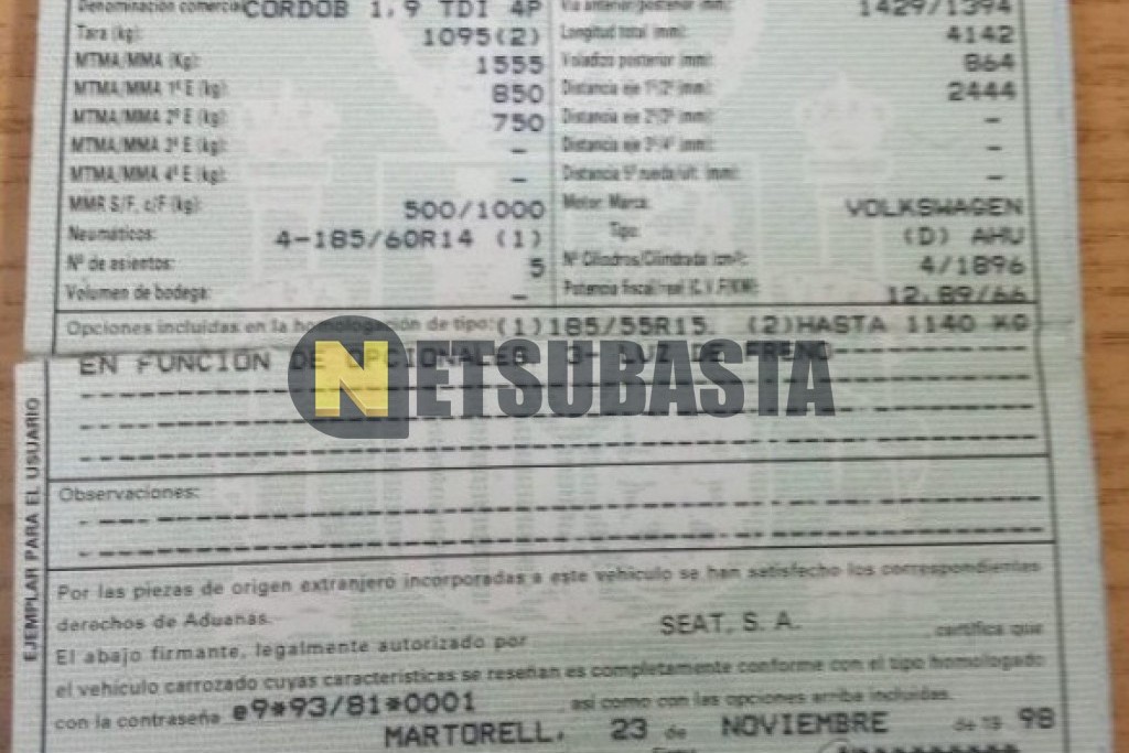 Seat Córdoba 1.9 TDi 1999