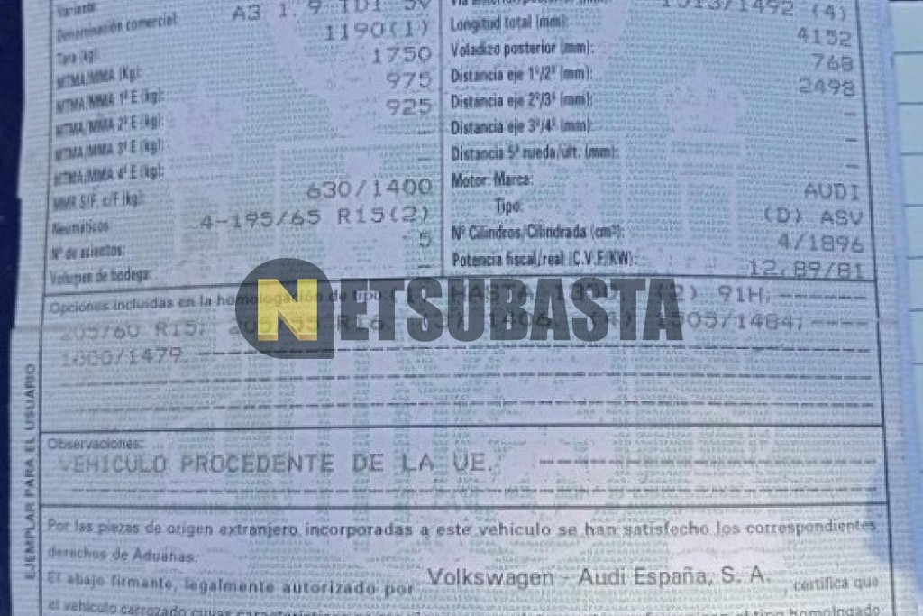 Audi A3 1.9 TDI 2000