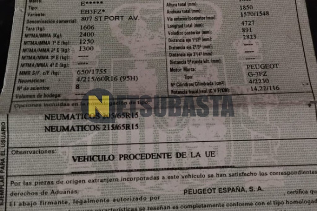 Peugeot 807 2.2i 2005