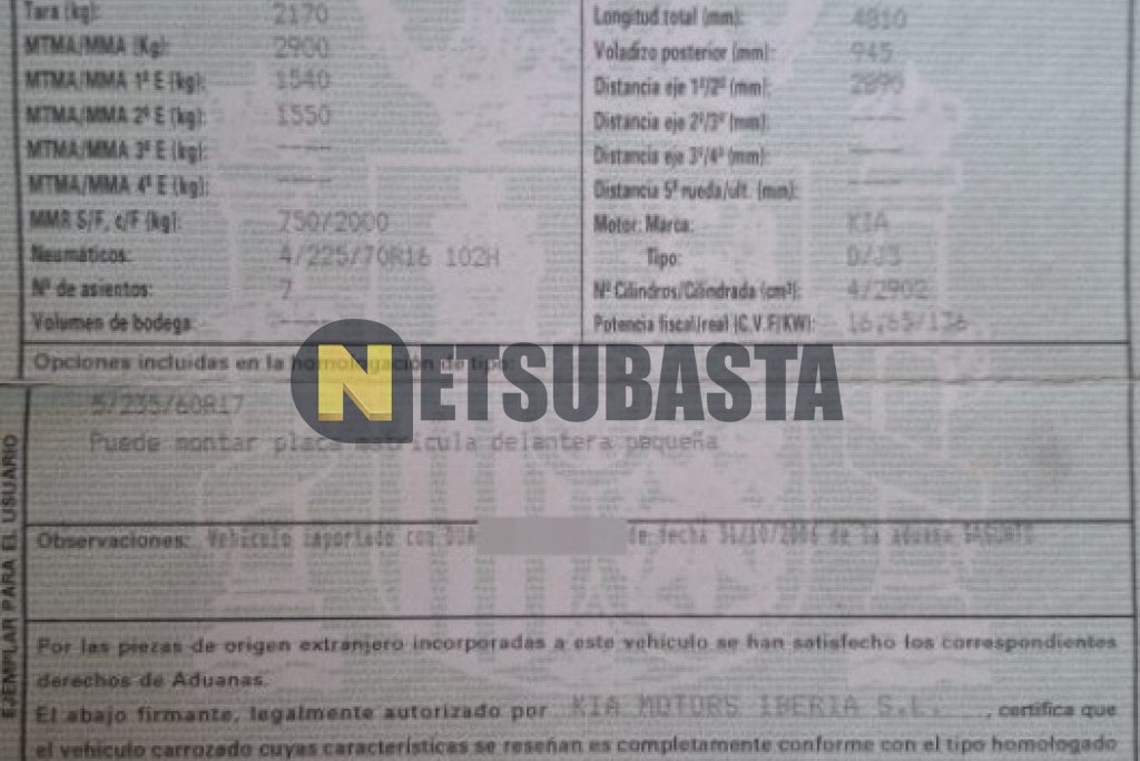 Kia Carnival 2.9 CRDi VGT 7 plazas 2007