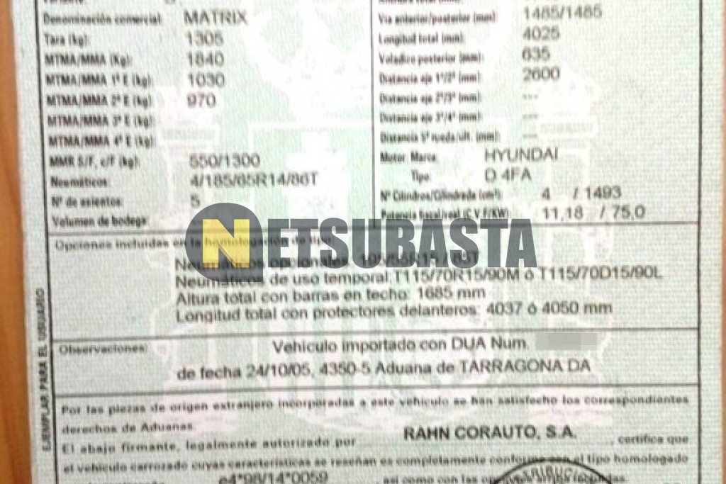 Hyundai Matrix 1.5 CRDi 16v 2005