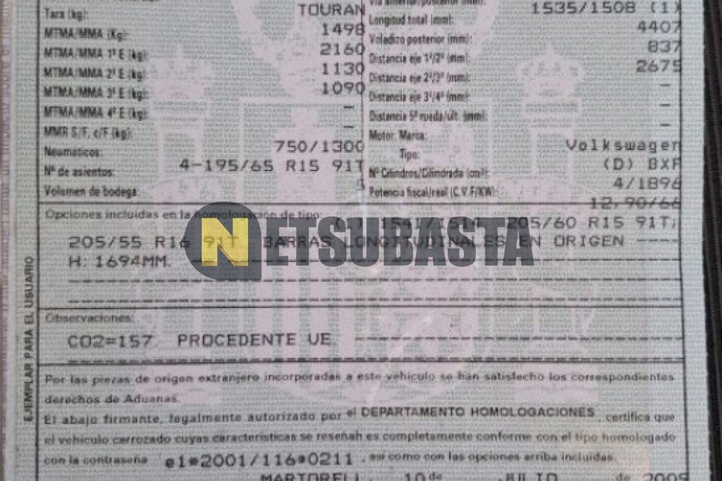 Volkswagen Touran 1.9 TDI 2009