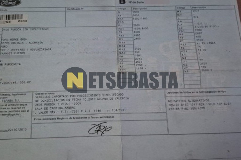 Ford Transit Custom 2.2 TDCi 2014