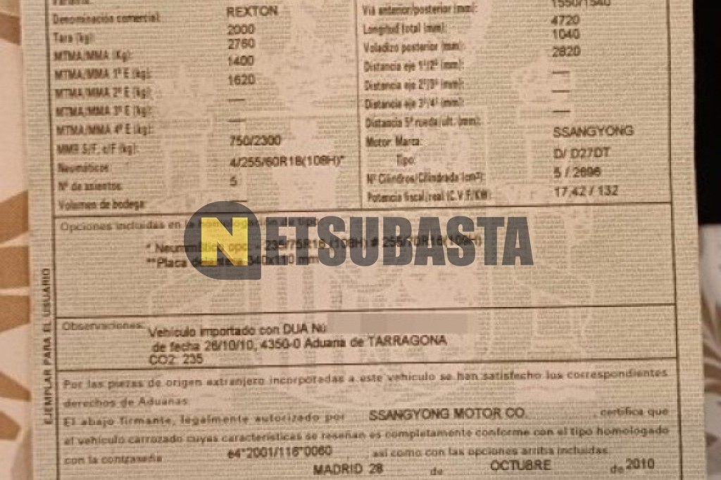 SsangYong Rexton II 270XVT Aut. 2010