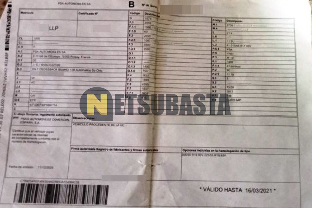 DS 7 Crossback 1.5 BlueHDi Automático 2020