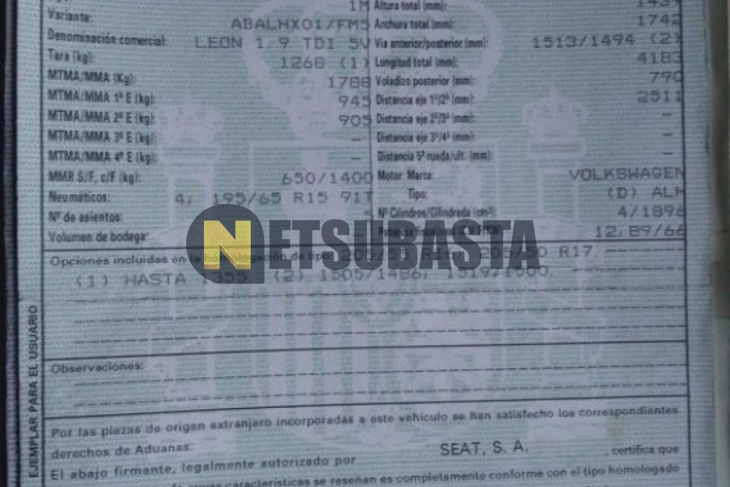 Seat Leon 1.9 TDi 2002