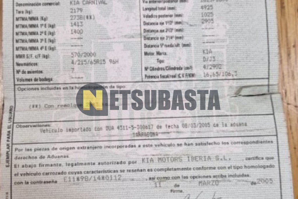 Kia Carnival 2.9 CRDI 2005