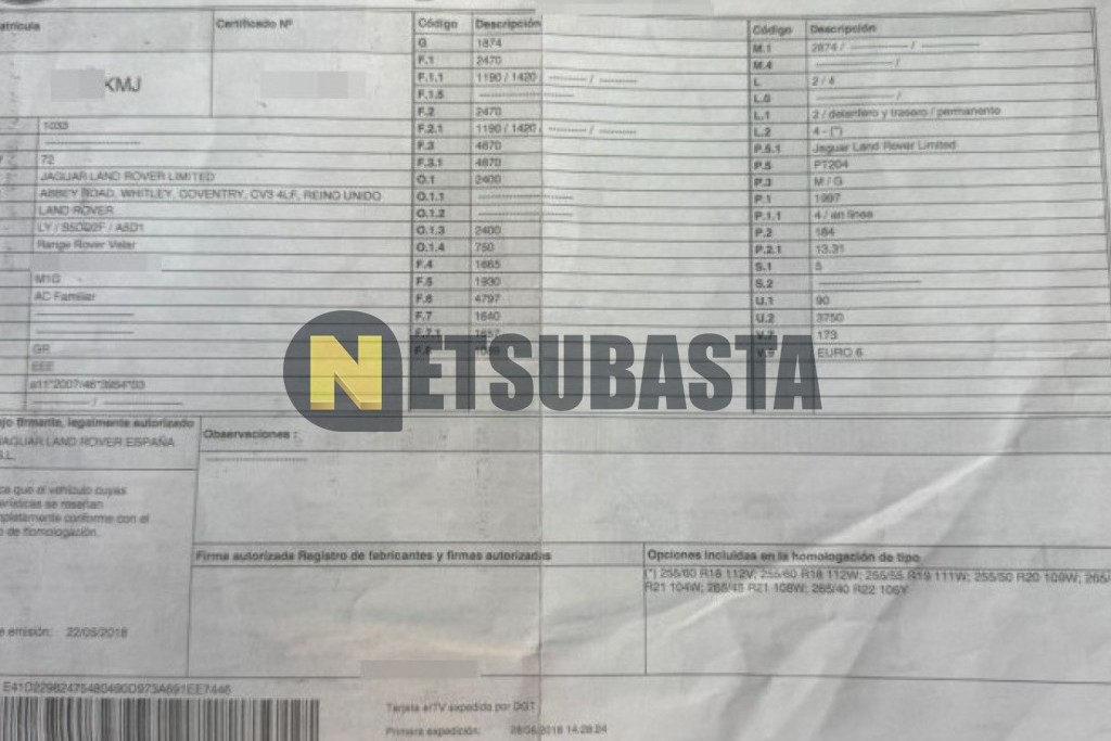 Land-Rover Range Rover Velar 2.0 P250 4WD Auto 2018