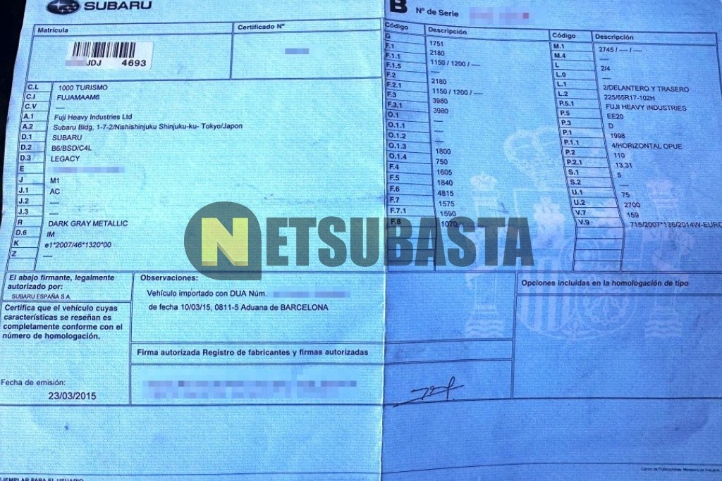 Subaru Outback 2.0 D Lineartronic 2015