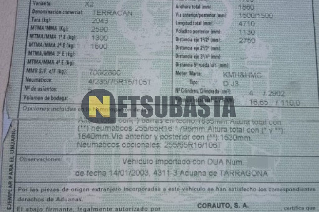 Hyundai Terracan 2.9 CRDi AWD 2003