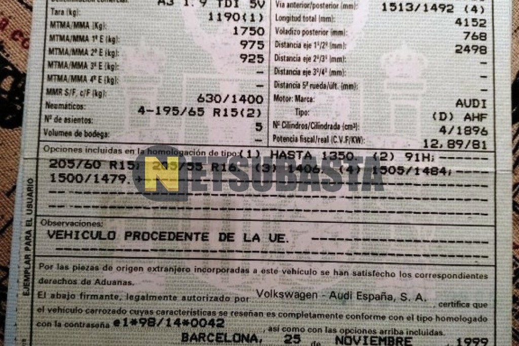 Audi A3 1.9 TDI 1999