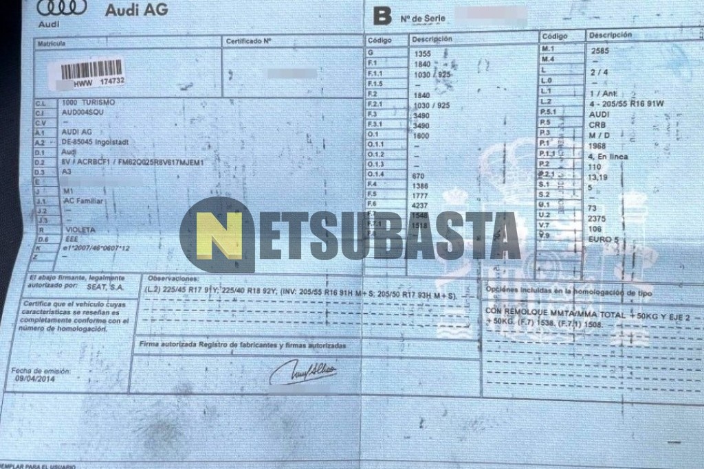 Audi A3 2.0 TDI 2014