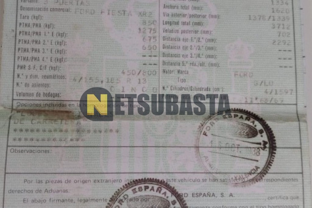 Ford Fiesta 1.6 XR2 1988