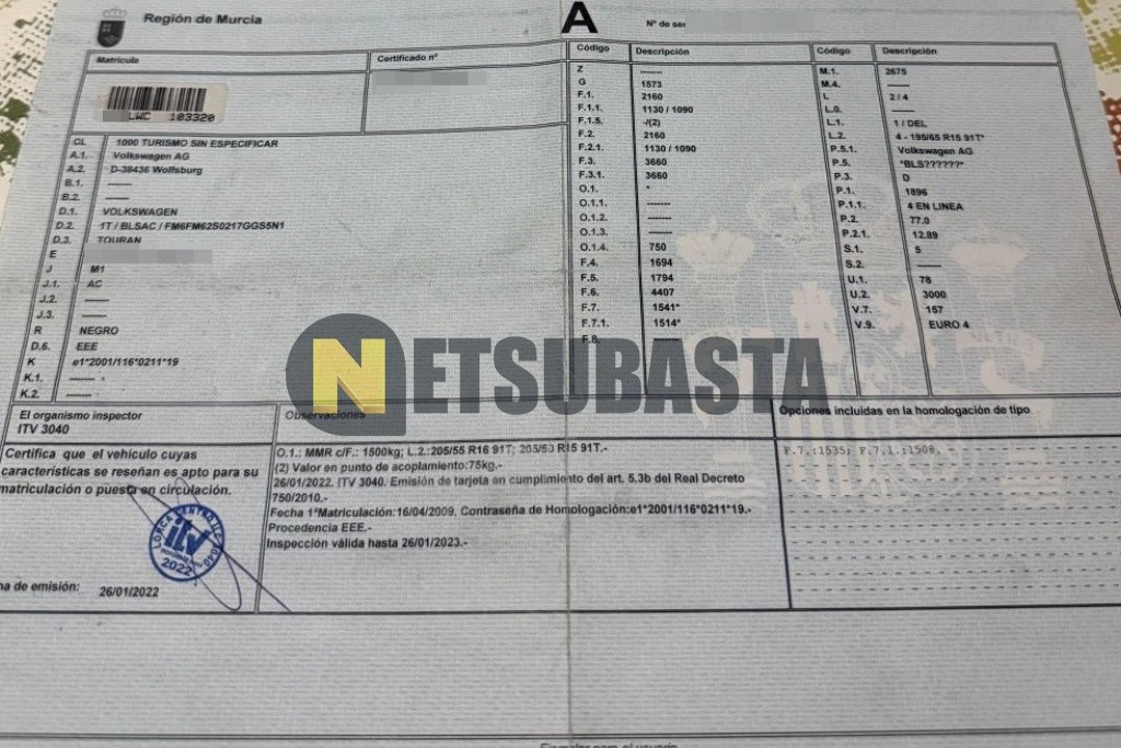 Volkswagen Touran 1.9 TDI 2009