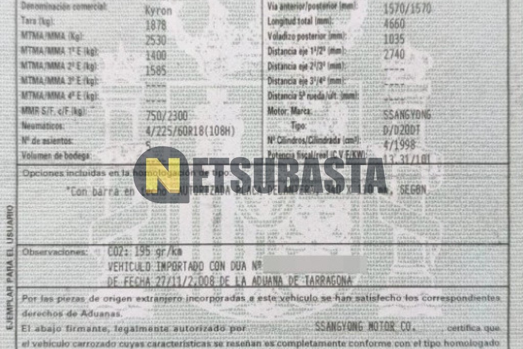 SsangYong Kyron 200Xdi 2009