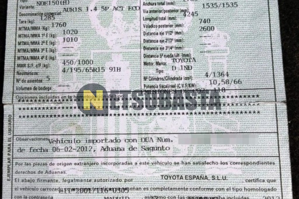 Toyota Auris 1.4 D-4D 2012