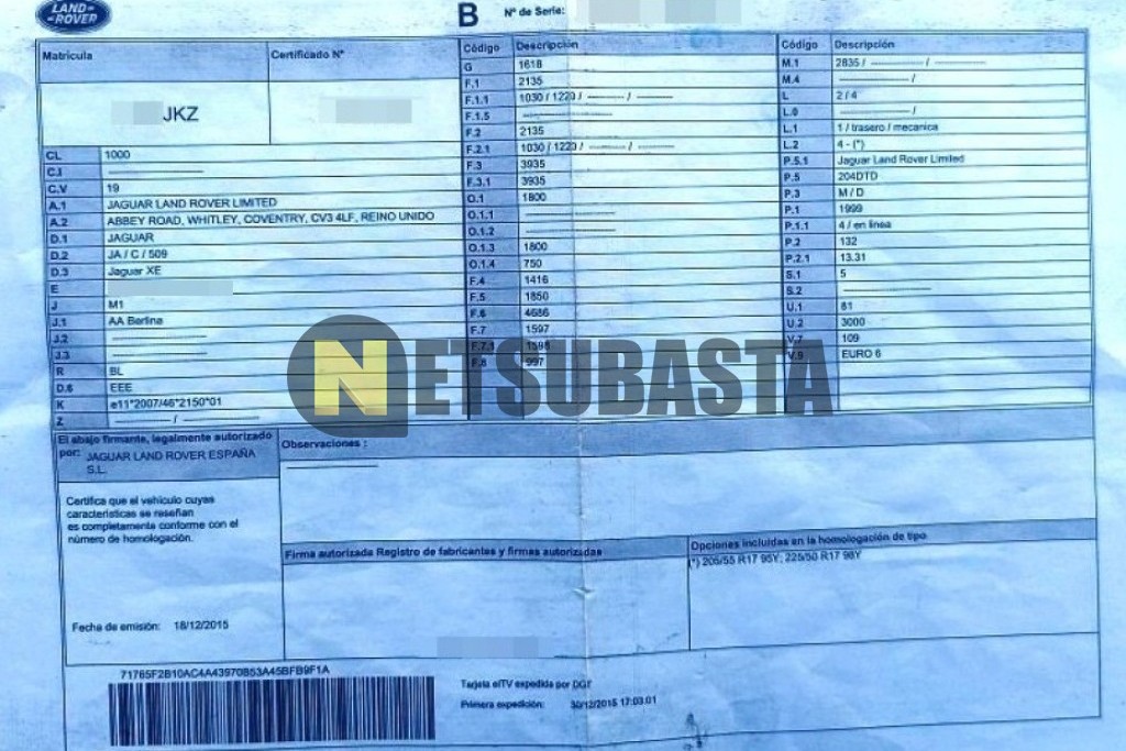 Jaguar XE 2.0 Diesel Auto 2015