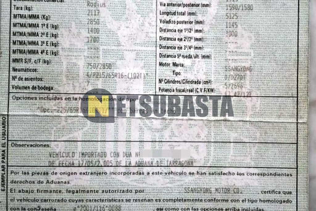 SsangYong Rodius 270Xdi 4x2 2005