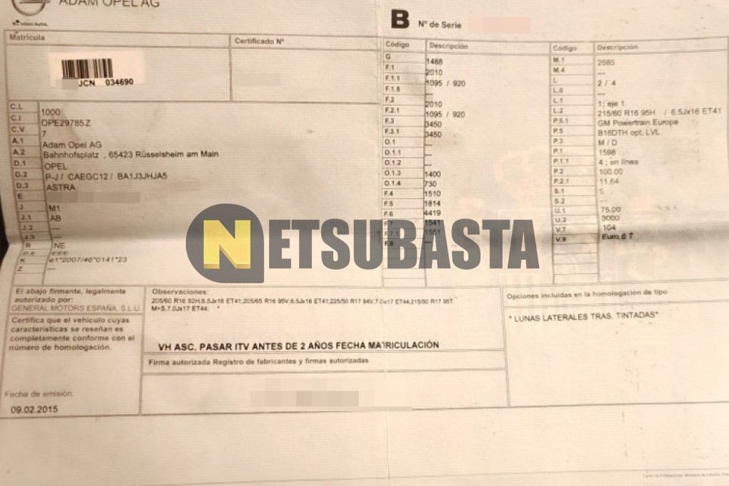 Opel Astra 1.6 CDTi 2015