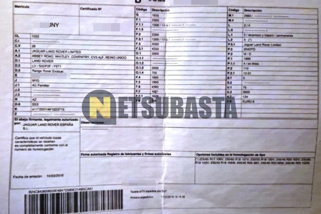 Land-Rover Range Rover Evoque 2.0 Td4 4x4 Auto 2016