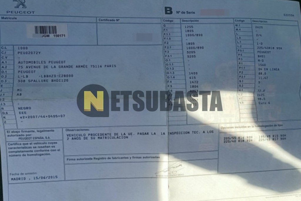 Peugeot 308 1.6 BlueHDi 2015