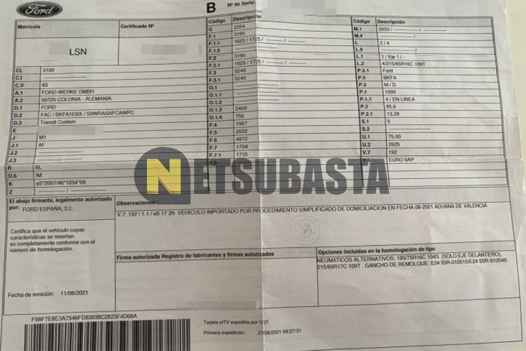 Ford Transit Custom Kombi 2.0 TDCi 2021