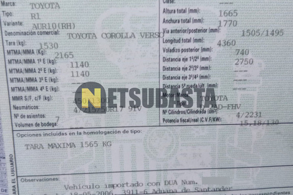 Toyota Corolla Verso 2.2 D4D 2006