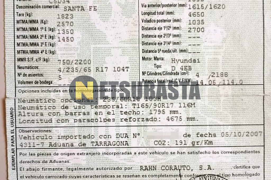 Hyundai Santa Fe 2.2 VGT 5 plazas 2007