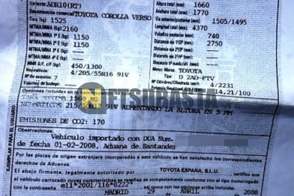 Toyota Corolla Verso 2.2 D-4D 2008