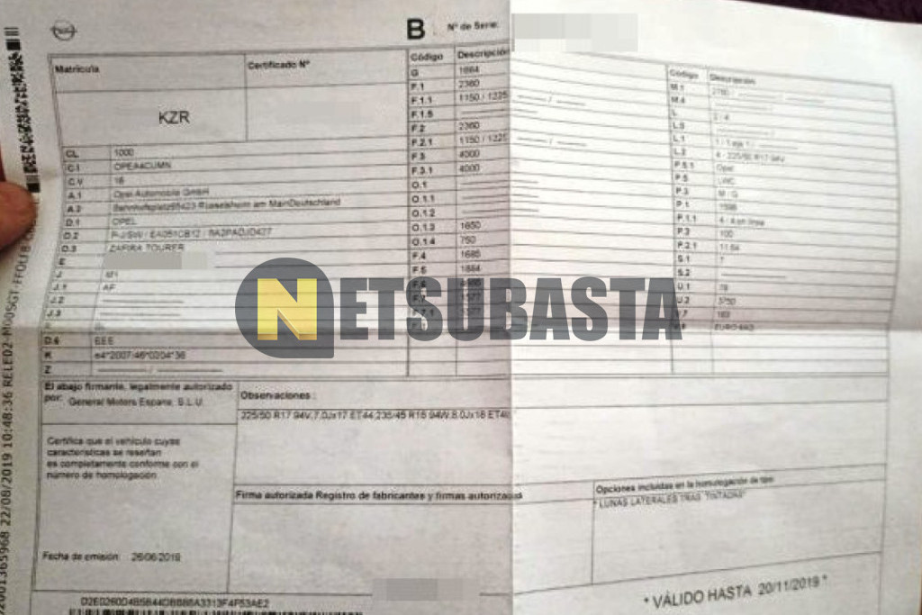 Opel Zafira Tourer 1.6 7 plazas 2019