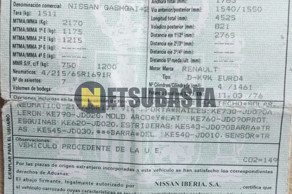 Nissan Qashqai+2 1.5 dCi 4x2 2009