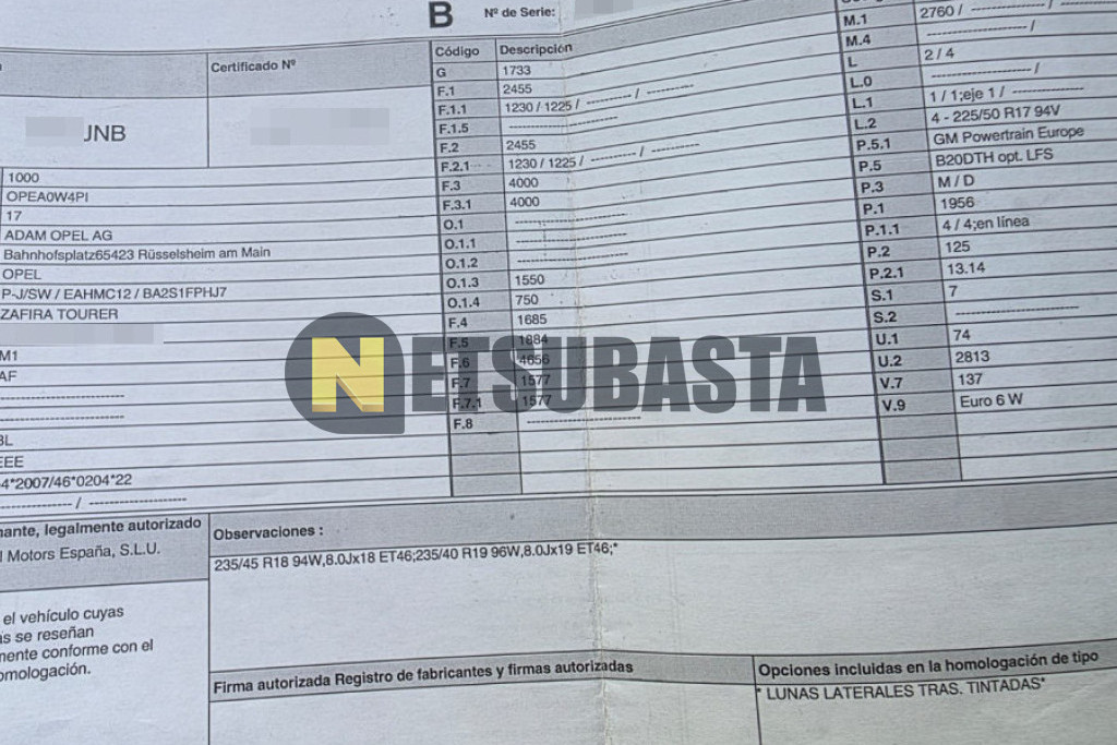 Opel Zafira Tourer 2.0 CDTI 2016