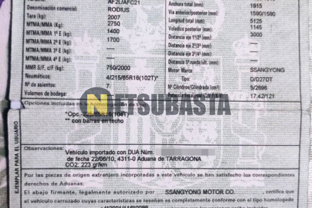 SsangYong Rodius 270Xdi 2010